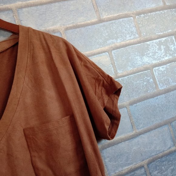 Solid color V-neck short sleeve - Picture 3 of 5